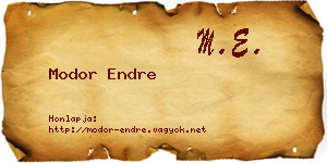 Modor Endre névjegykártya